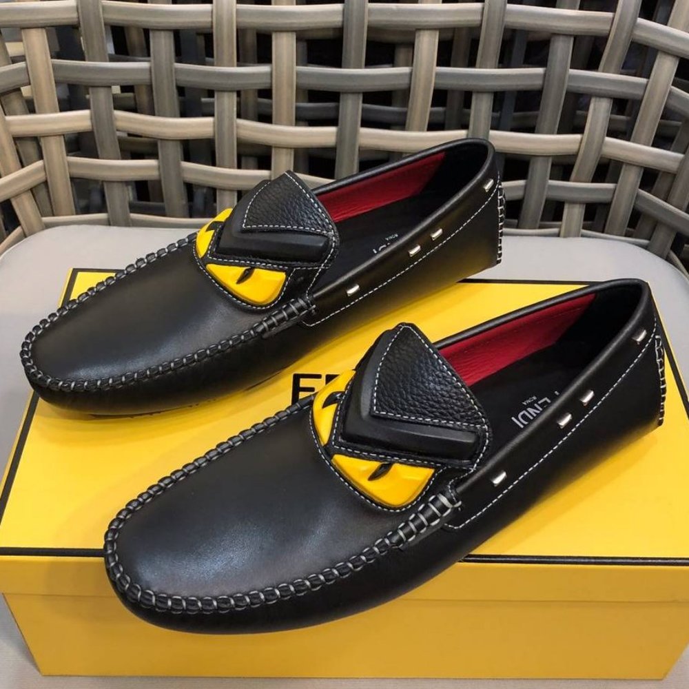 NEW Fendi Monster Eyes Black Leather Loafers